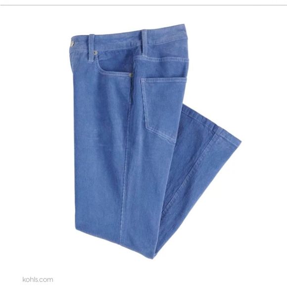 Popsugar Stone Wash Blue High-Waisted Kick Flare Flared Corduroy Pants Size 12 - Picture 3 of 14